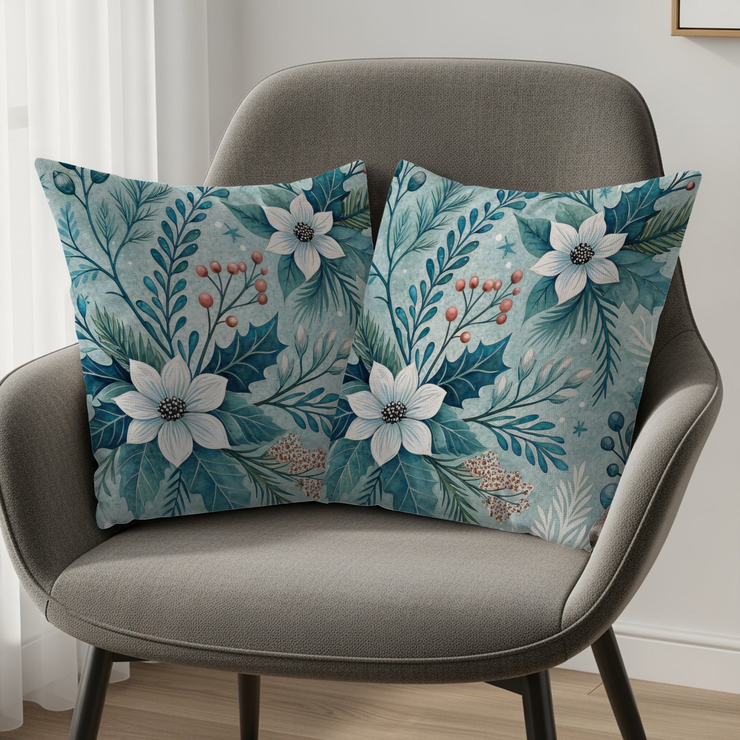Decorative Floral Pattern Throw Pillow Covers Set