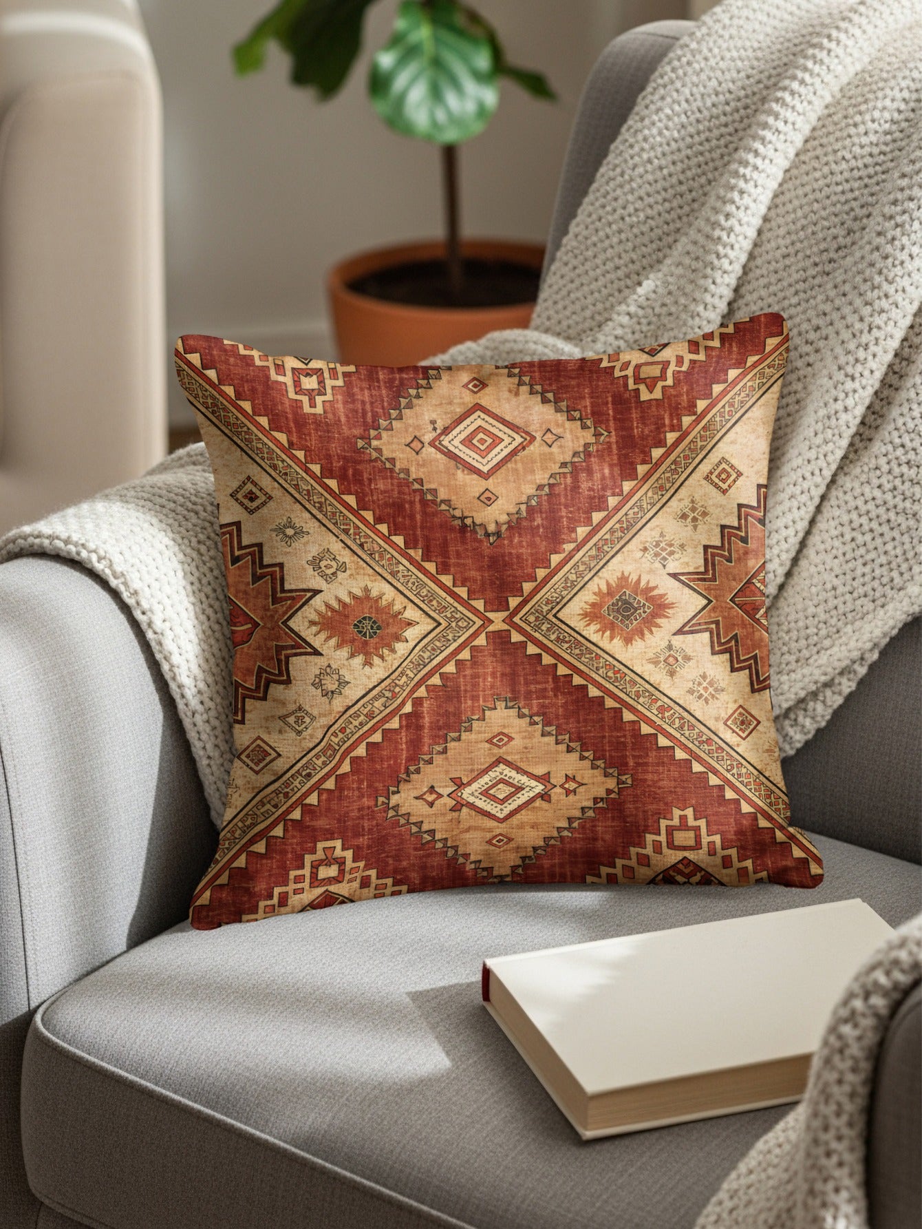 Southwestern Style Geometric Pattern Throw Pillow