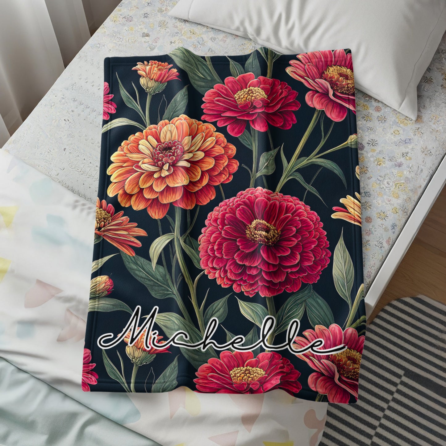 Floral Botanical Personalized Custom Name Blanket Gift - Walk Greener