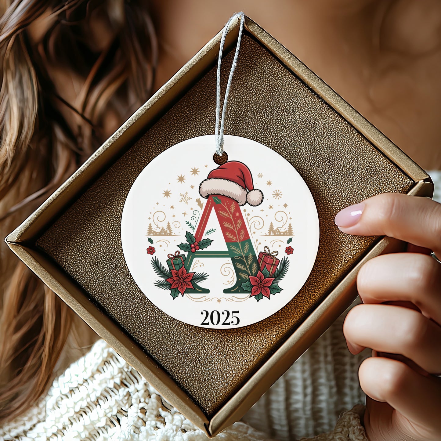 Personalized Santa Hat Initial Ornament 2025 product type