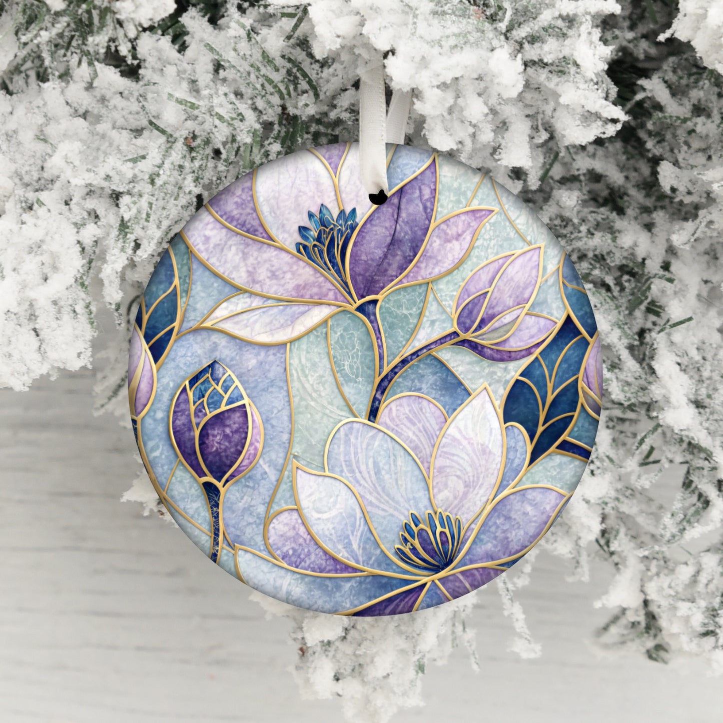 Floral Patterned Ornament with Winter Theme Christmas Decor