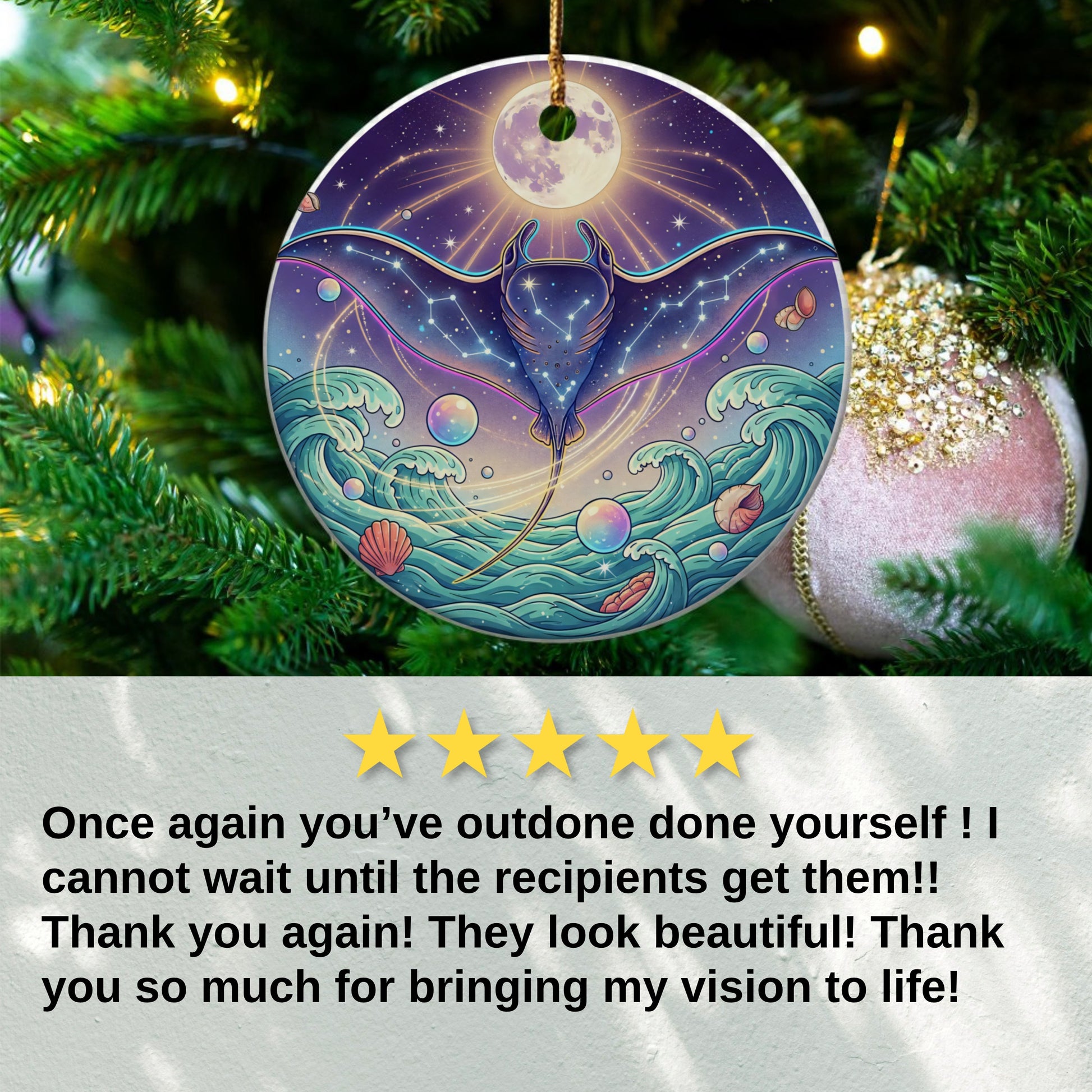 Stunning Whale and Moon Ocean Scene Ornament product