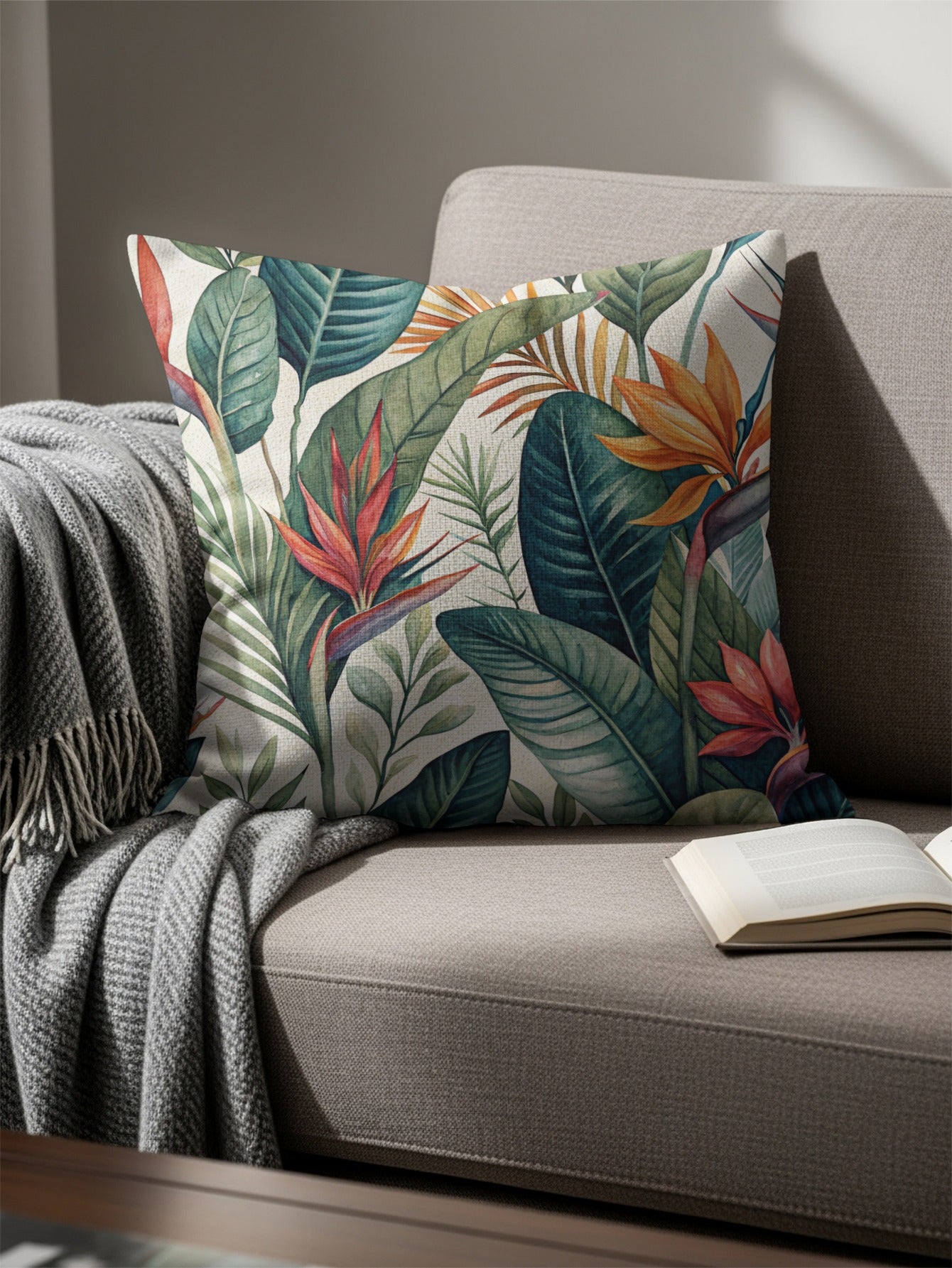 Vibrant Tropical Leaves and Exotic Blooms Pattern Pillows & Pillow Cases - Walk Greener