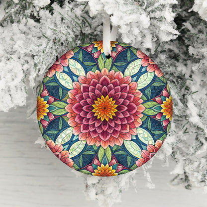Colorful Floral Mandala Pattern Christmas Ornament