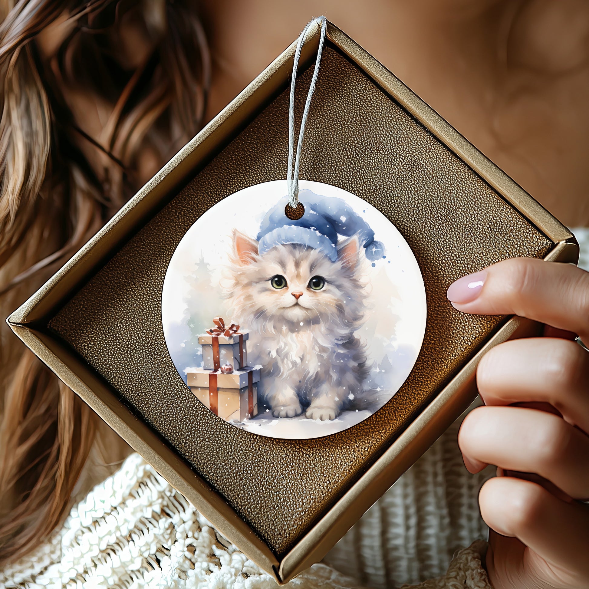 Cute Holiday Kitten Ornament Gift Decoration product