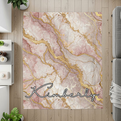 Personalized Pink and Gold Marble Kimberly Rug