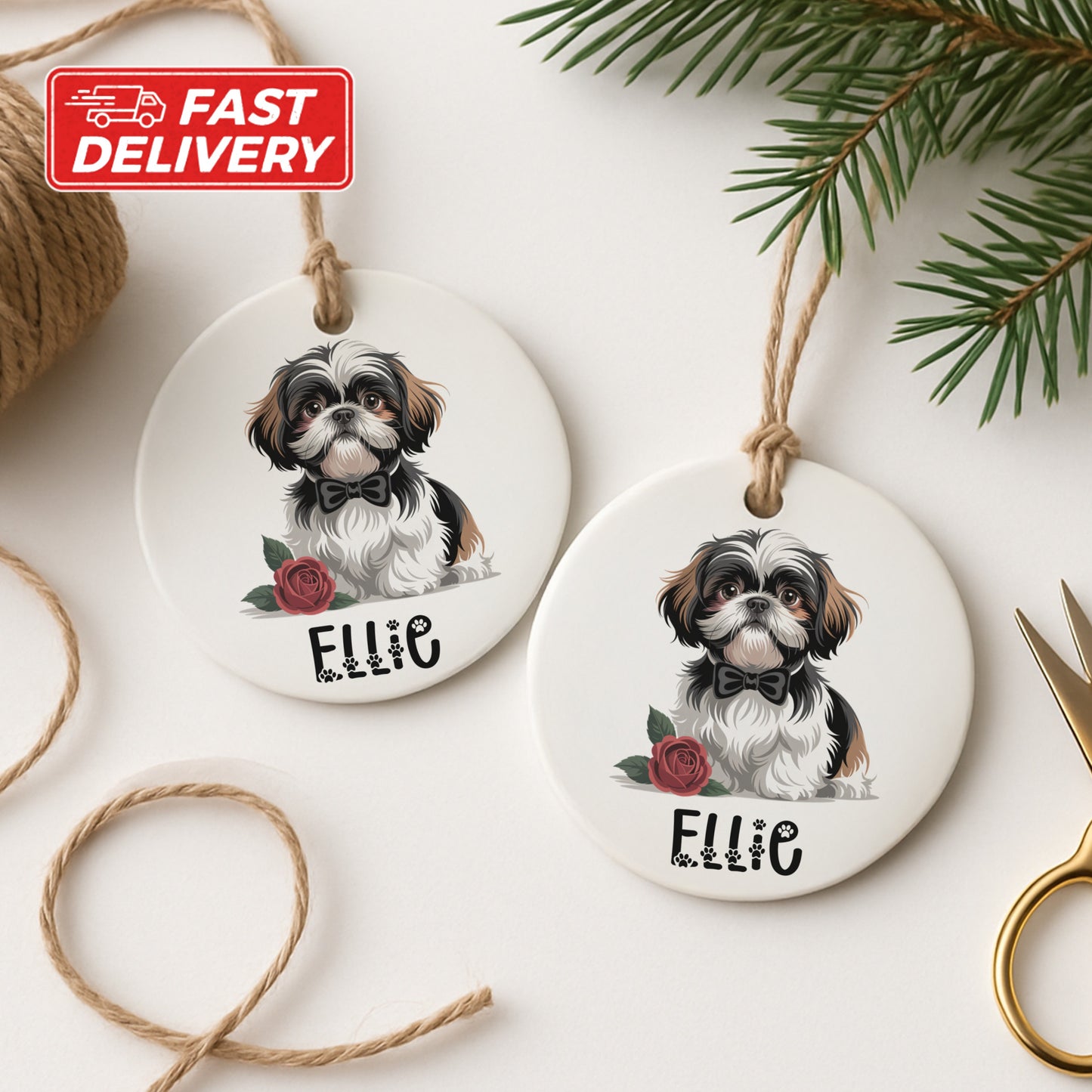 Personalized Dog Illustration Ornament Product