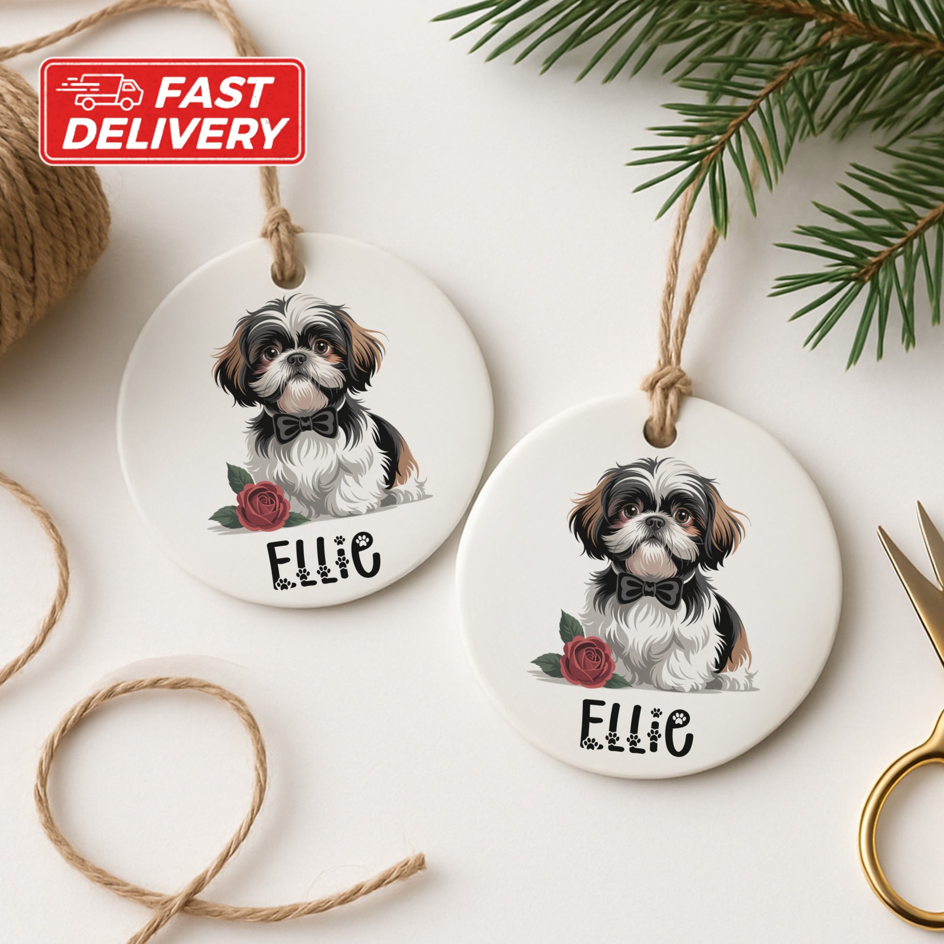 Personalized Dog Illustration Ornament Product