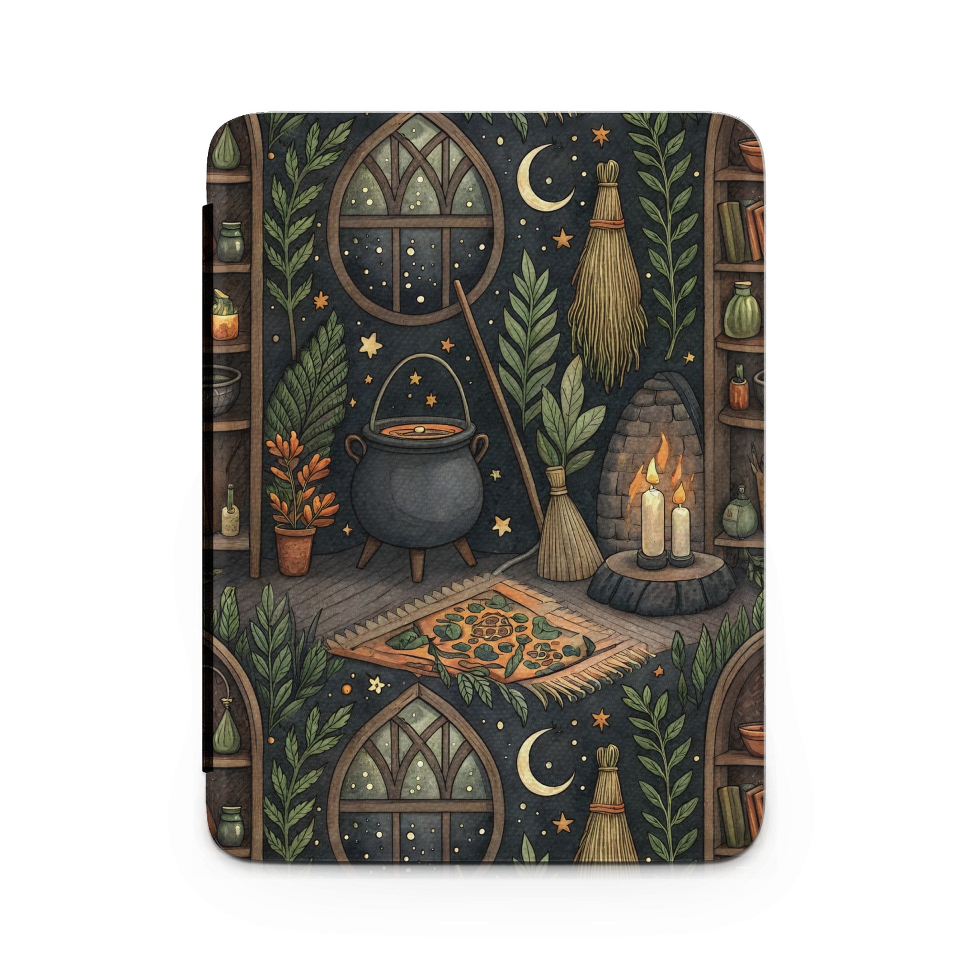 Mystical Witchy Night Scene Illustrated Blanket