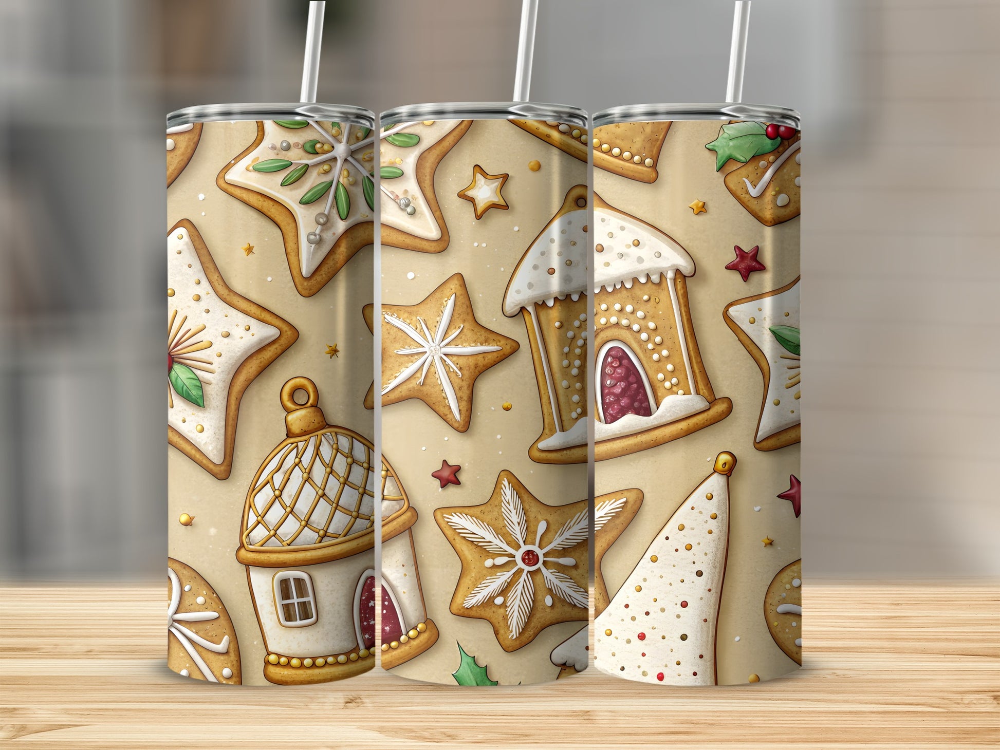 Festive Holiday Gingerbread Treats Pattern Design Tumbler - Walk Greener