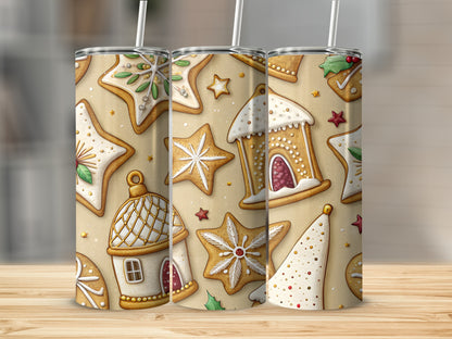 Festive Holiday Gingerbread Treats Pattern Design Tumbler - Walk Greener