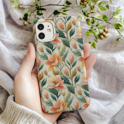 Floral Patterned Phone Case with Colorful Leaves Design