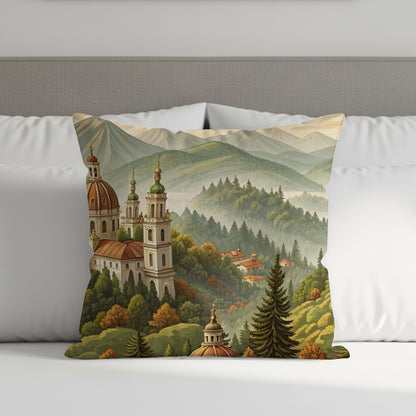 Scenic European Landscape Print Decorative Pillowcase
