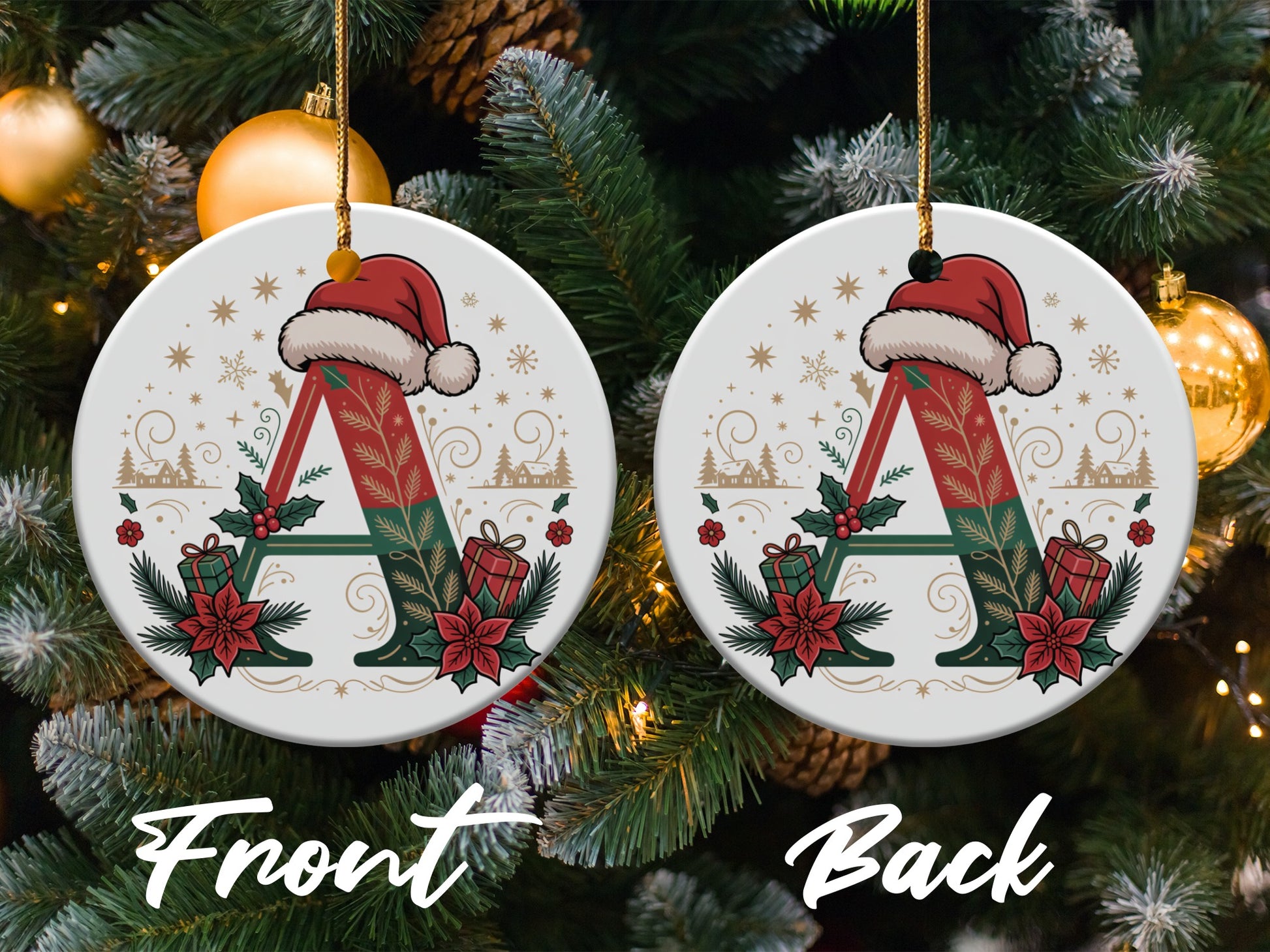 Santa Hat Monogrammed Christmas Ornament product type