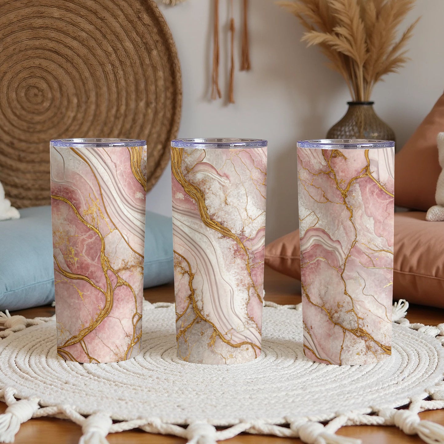 Elegant Pink Marble Design Custom Tumbler Product