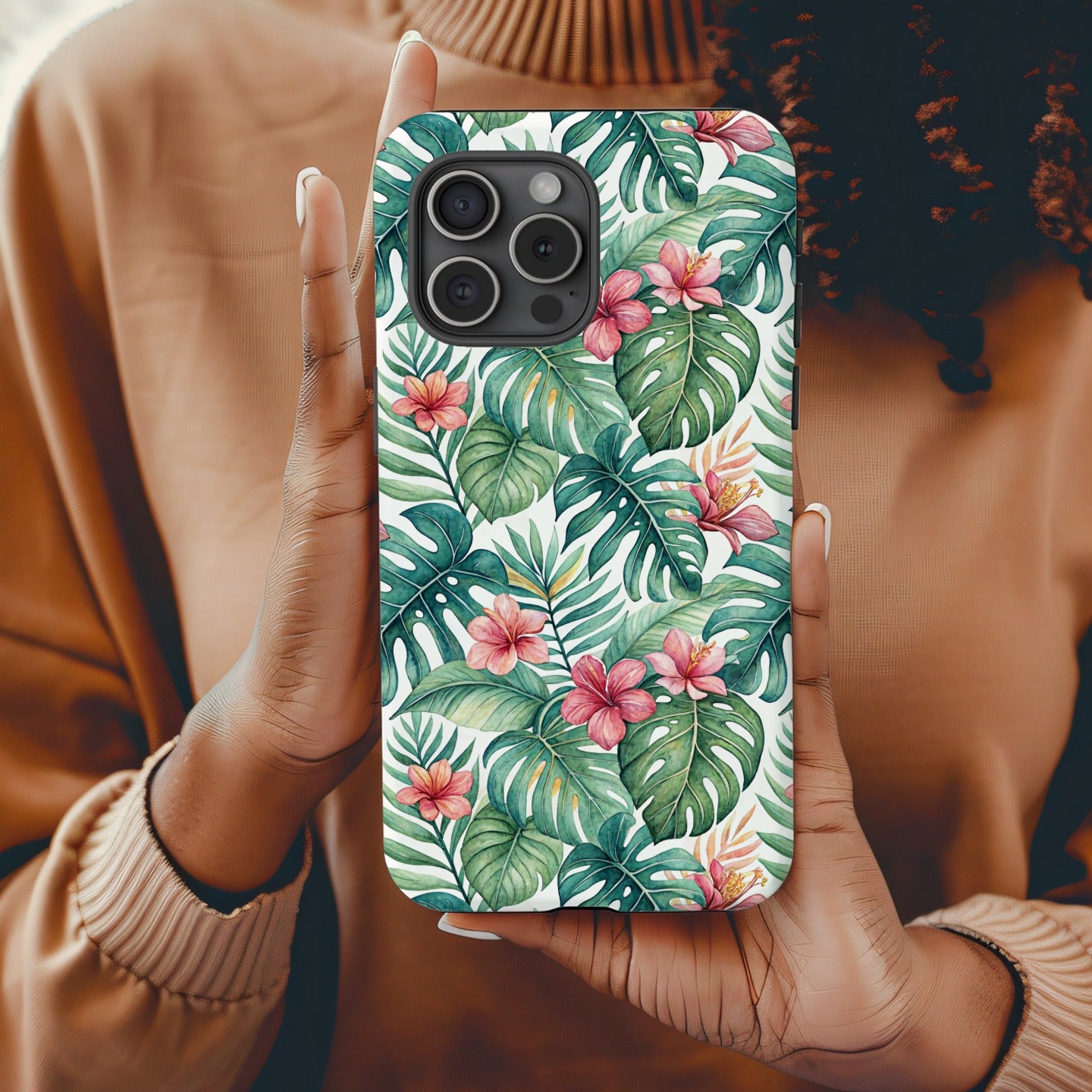 Tropical Floral Pattern Phone Case with Vibrant Colors