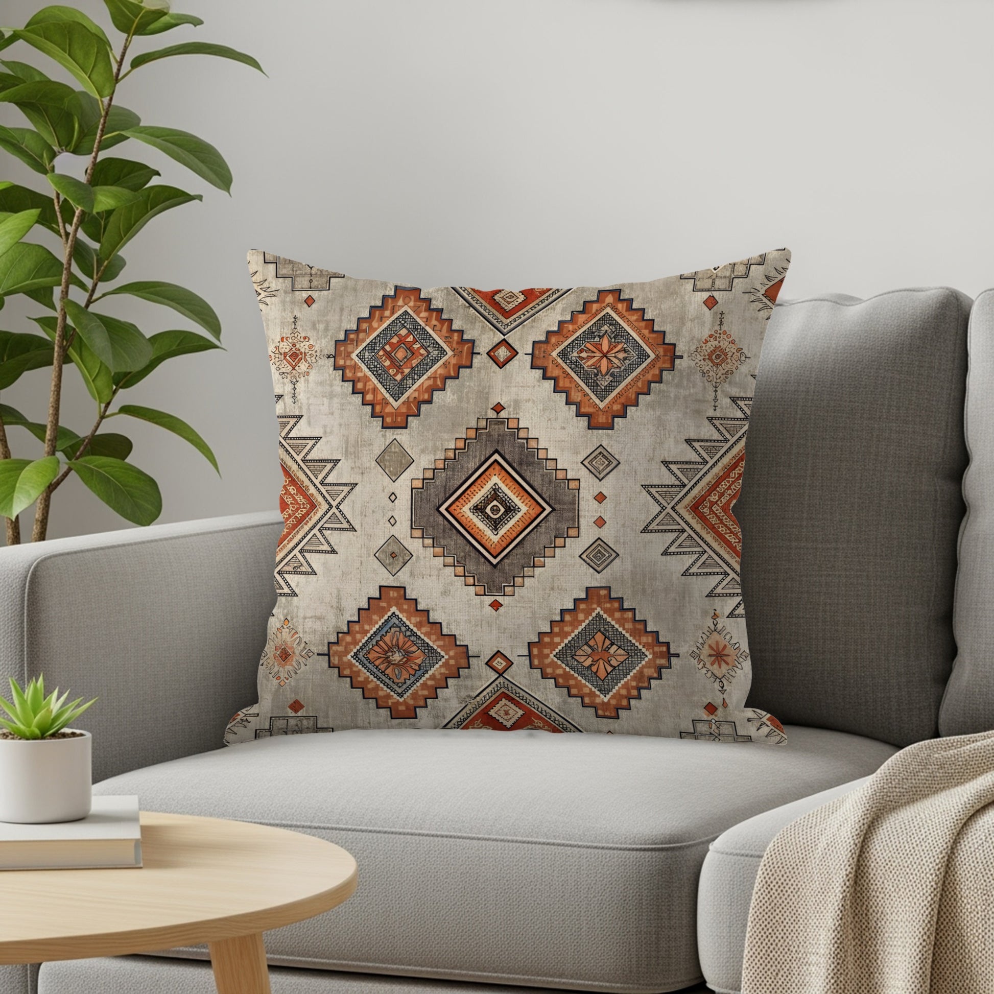 Geometric Aztec Inspired Decorative Throw Pillow
