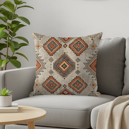 Geometric Aztec Inspired Decorative Throw Pillow