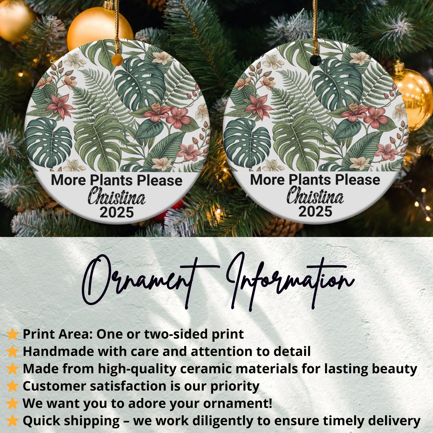 Personalized Tropical Leaf Design Ornament product