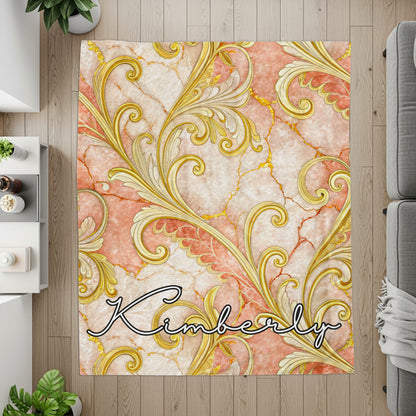 Elegant Golden Pattern Custom Name Design Personalized Blanket - Walk Greener
