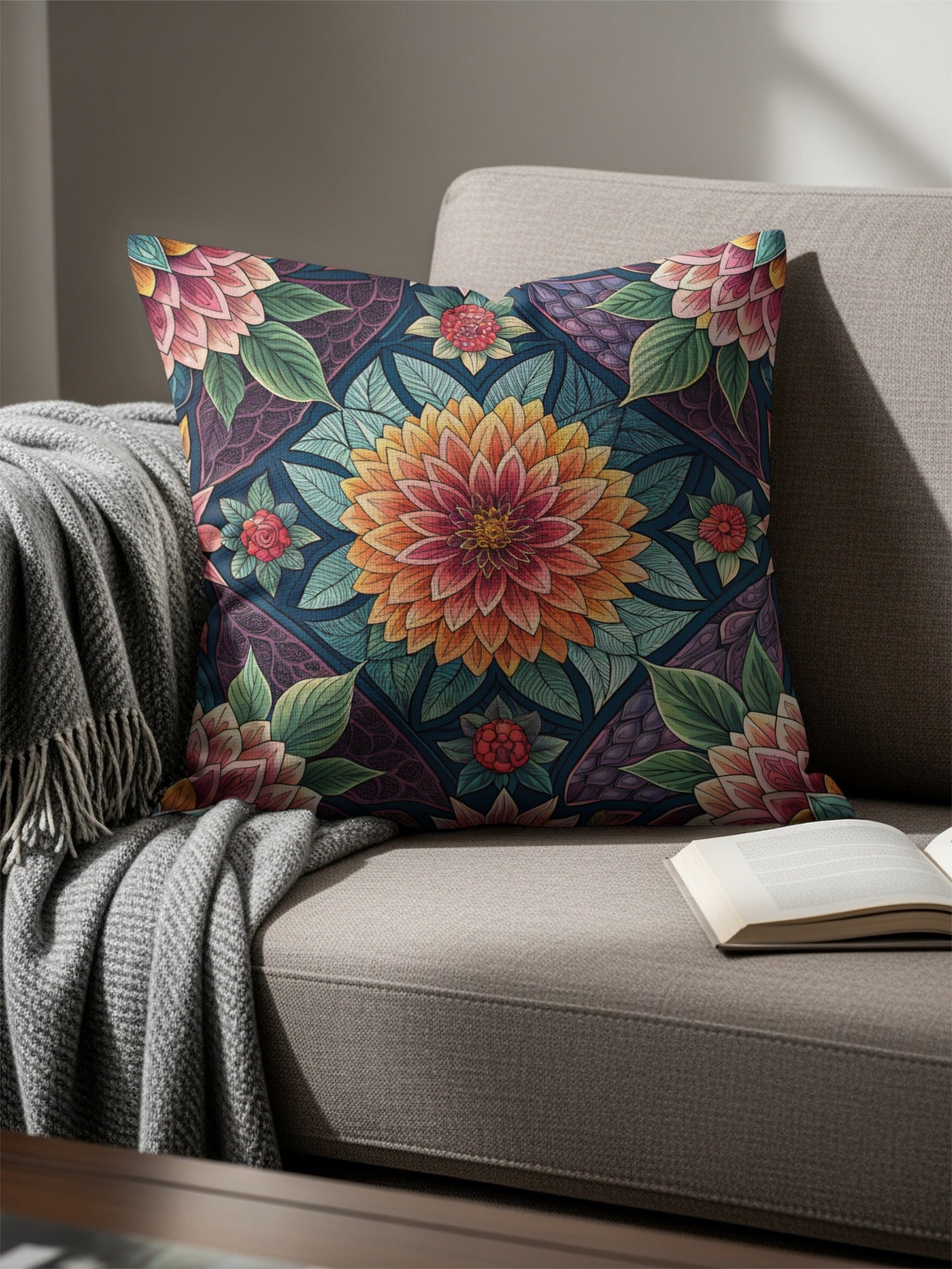 Colorful Flower Garden Seamless Pattern Floral Throw Pillows - Walk Greener