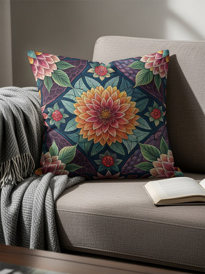 Colorful Flower Garden Seamless Pattern Floral Throw Pillows - Walk Greener