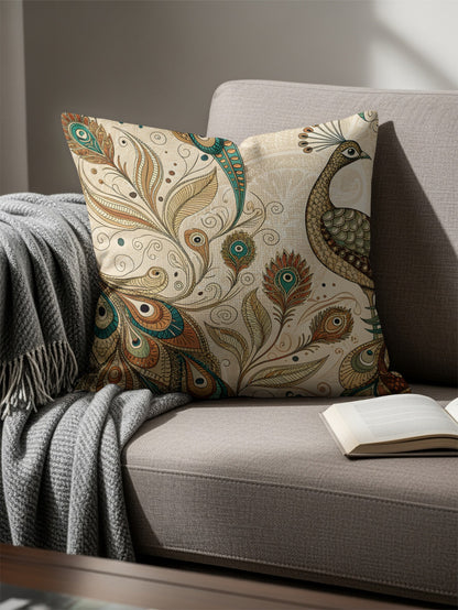 Elegant Peacock Design Throw Pillow for Stylish Decor