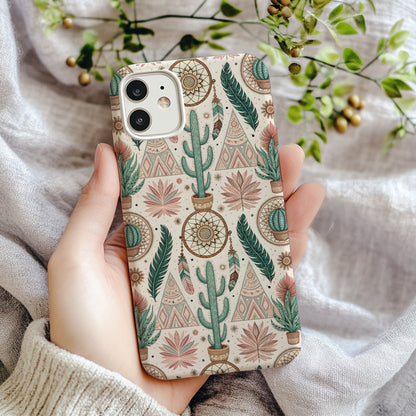 Boho Cactus and Dreamcatcher Design Phone Case
