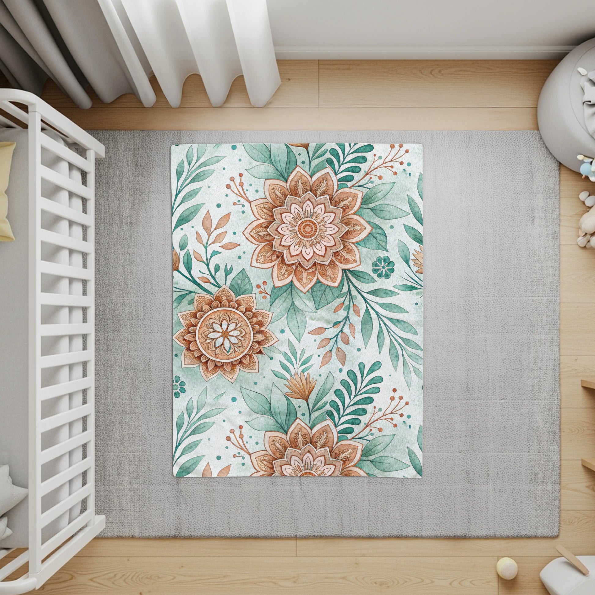 Rustic Florals Green Teal and Brown Botanical Design - Walk Greener