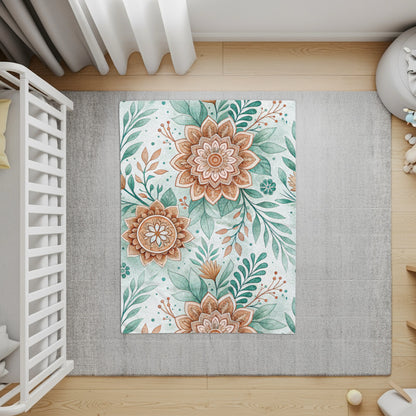 Rustic Florals Green Teal and Brown Botanical Design - Walk Greener