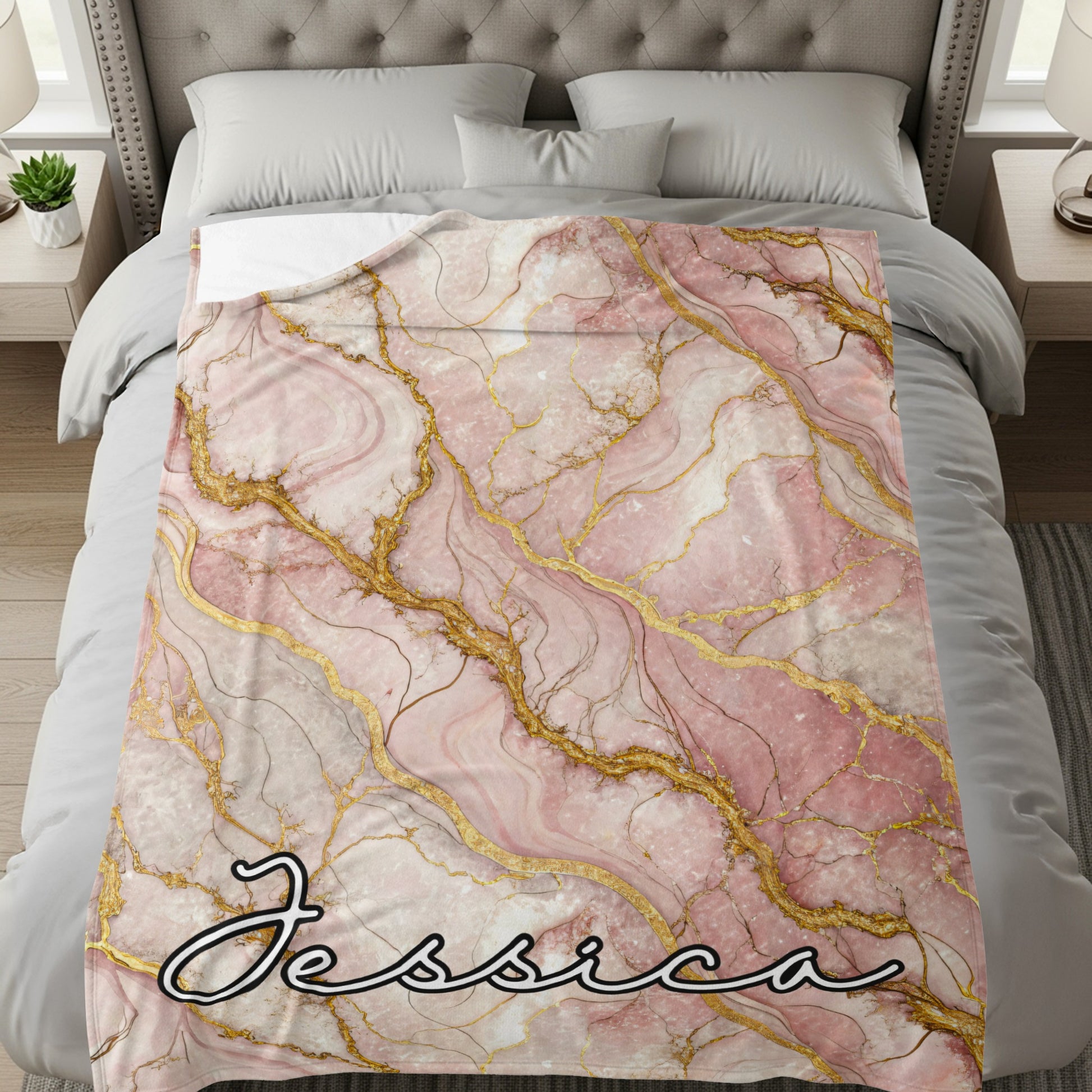 Personalized Jessica Marble Design Bedding Blanket