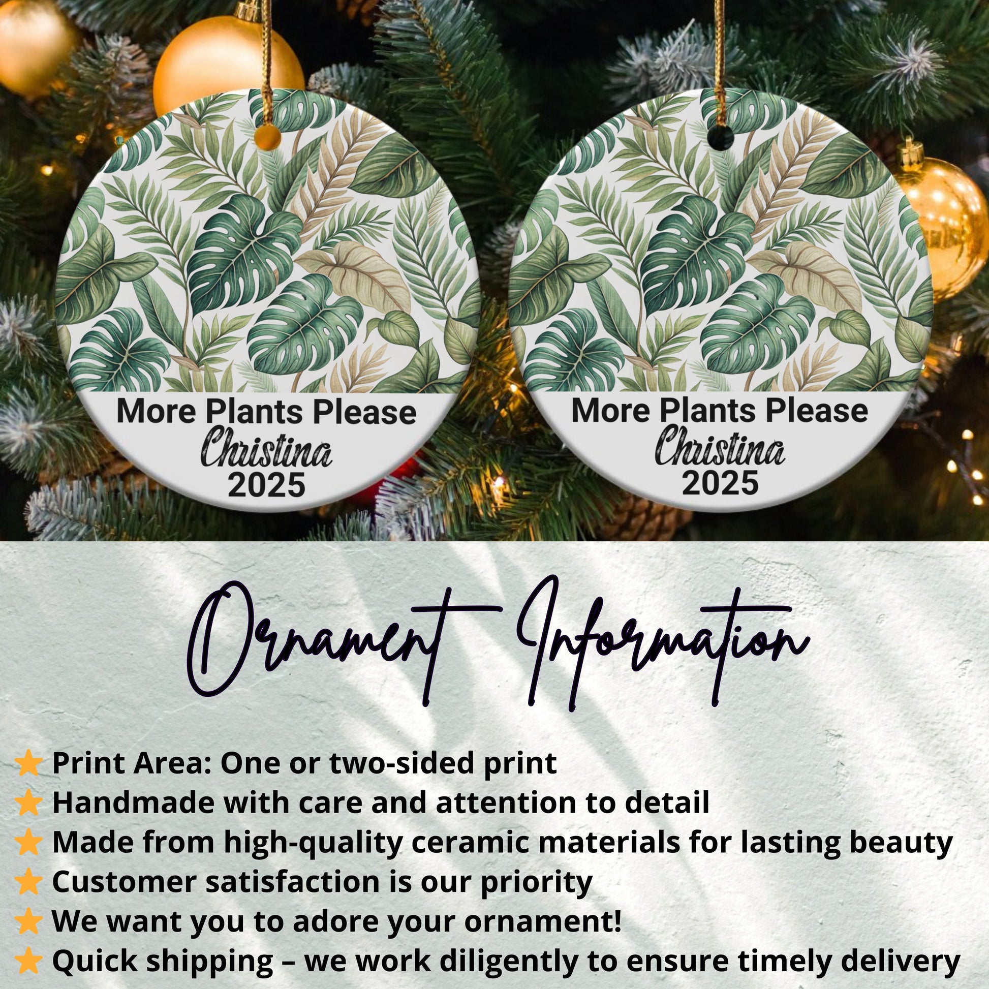 Custom More Plants Please Ornament Christmas product type