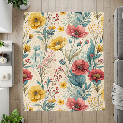 Red Yellow Floral Watercolor Botanical Art Design - Walk Greener
