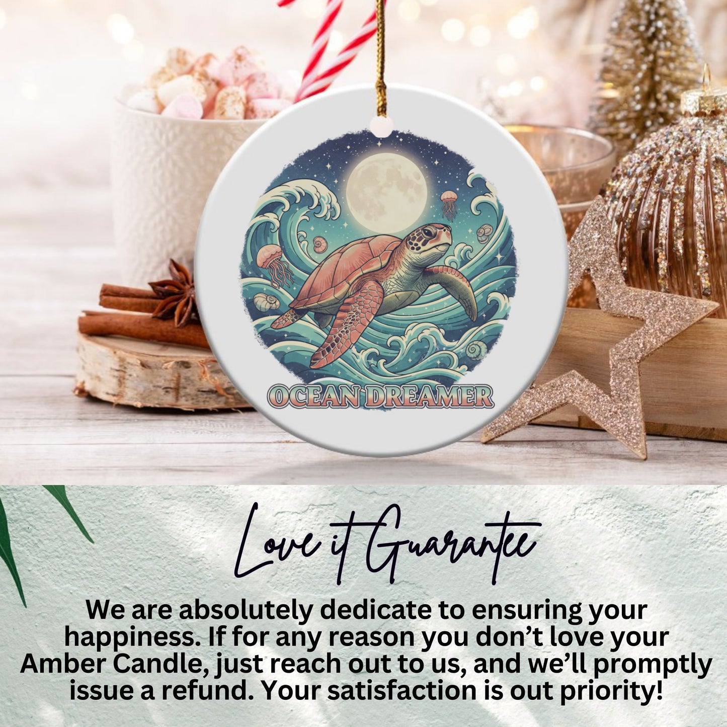 Ocean Dreamer Sea Turtle Round Ornament product