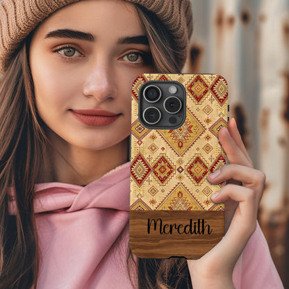 Geometric Design in Warm Tones Art Custom Phone Case - Walk Greener