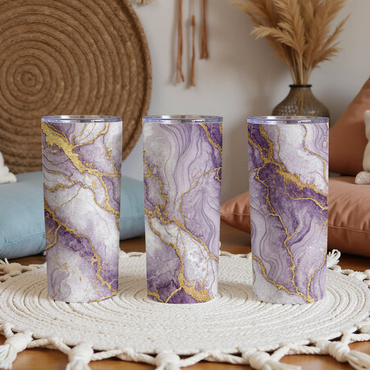 Elegant Purple and Gold Marble Design Tumbler
