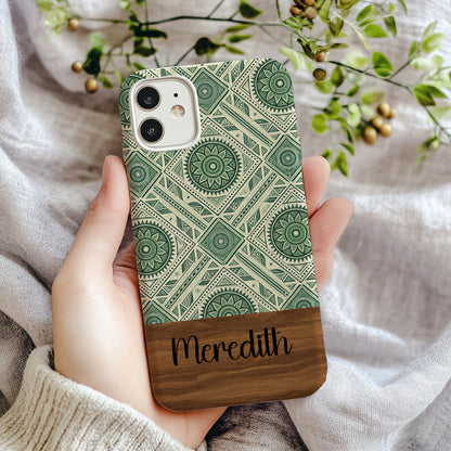 Personalized Green Mandala Pattern Meredith Phone Case