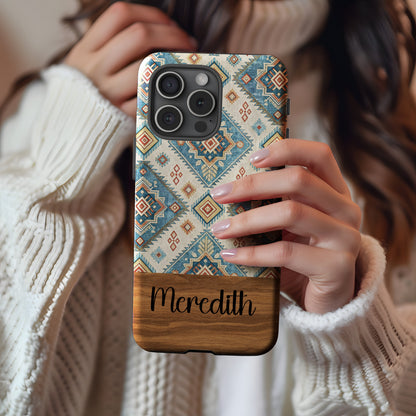 Personalized Boho Chic Pattern Phone Case with Name