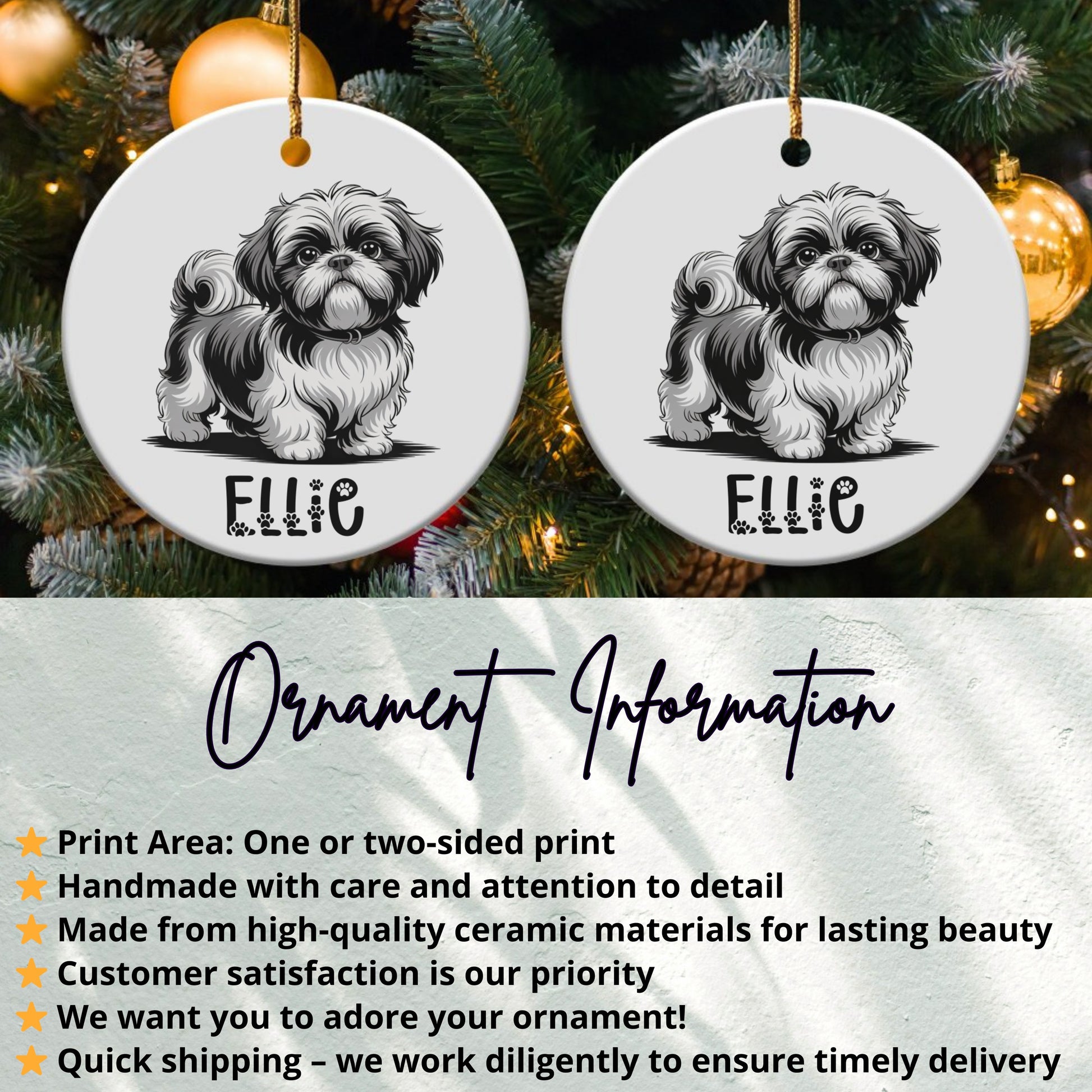 Personalized Dog Illustration Hanging Ornament product