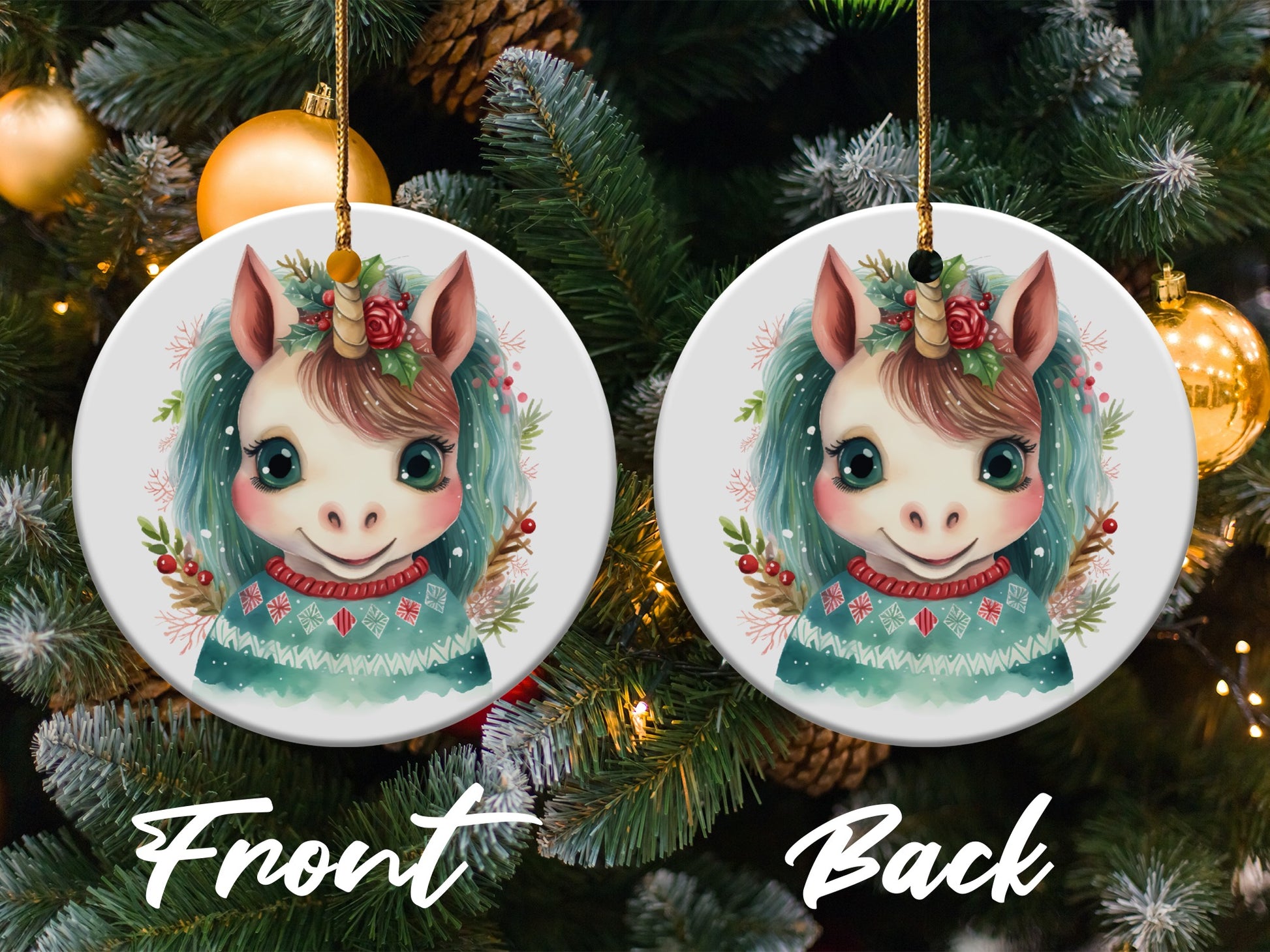 Adorable Unicorn Christmas Tree Ornament product type
