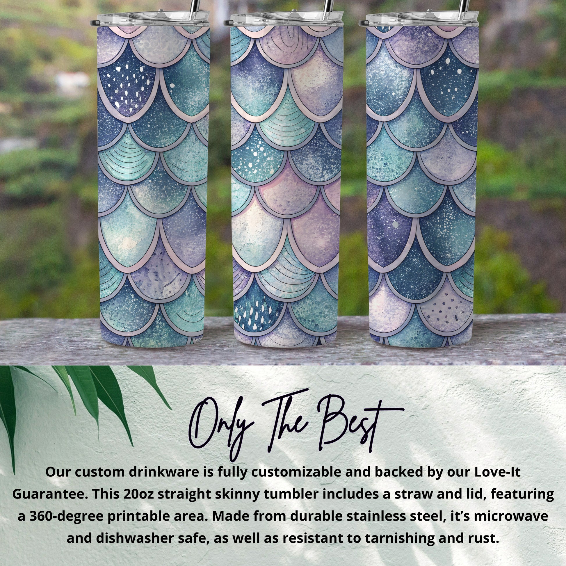 Mermaid Scale Pattern 20oz Straight Skinny Tumbler