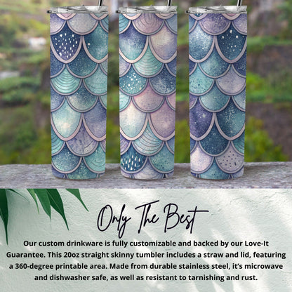 Mermaid Scale Pattern 20oz Straight Skinny Tumbler