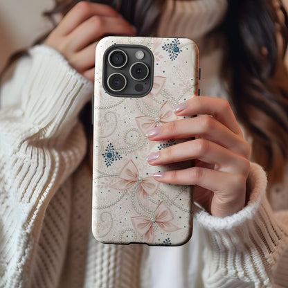 Elegant Bow and Pearl Design iPhone Case