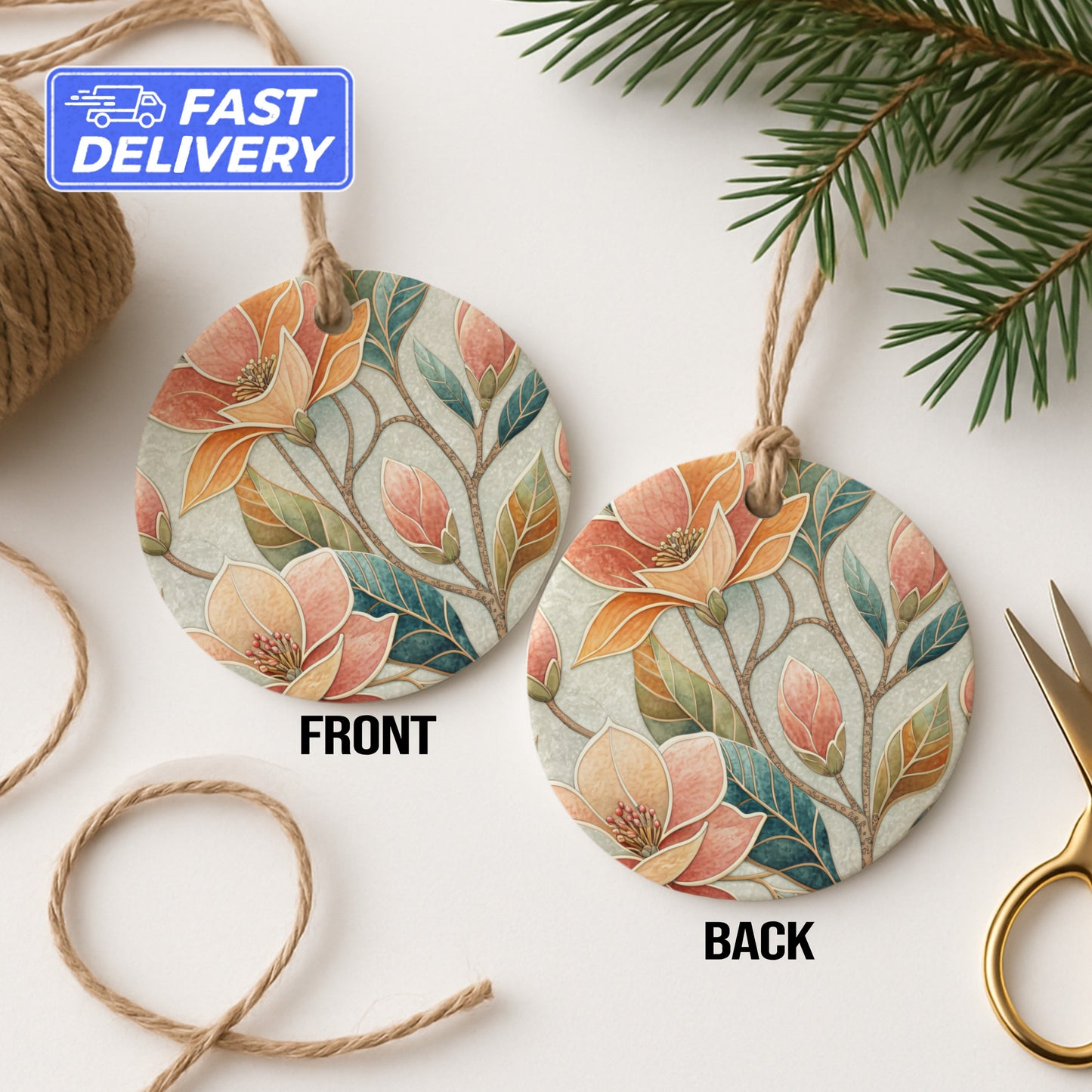 Floral Pattern Round Hanging Ornaments Decorative Items