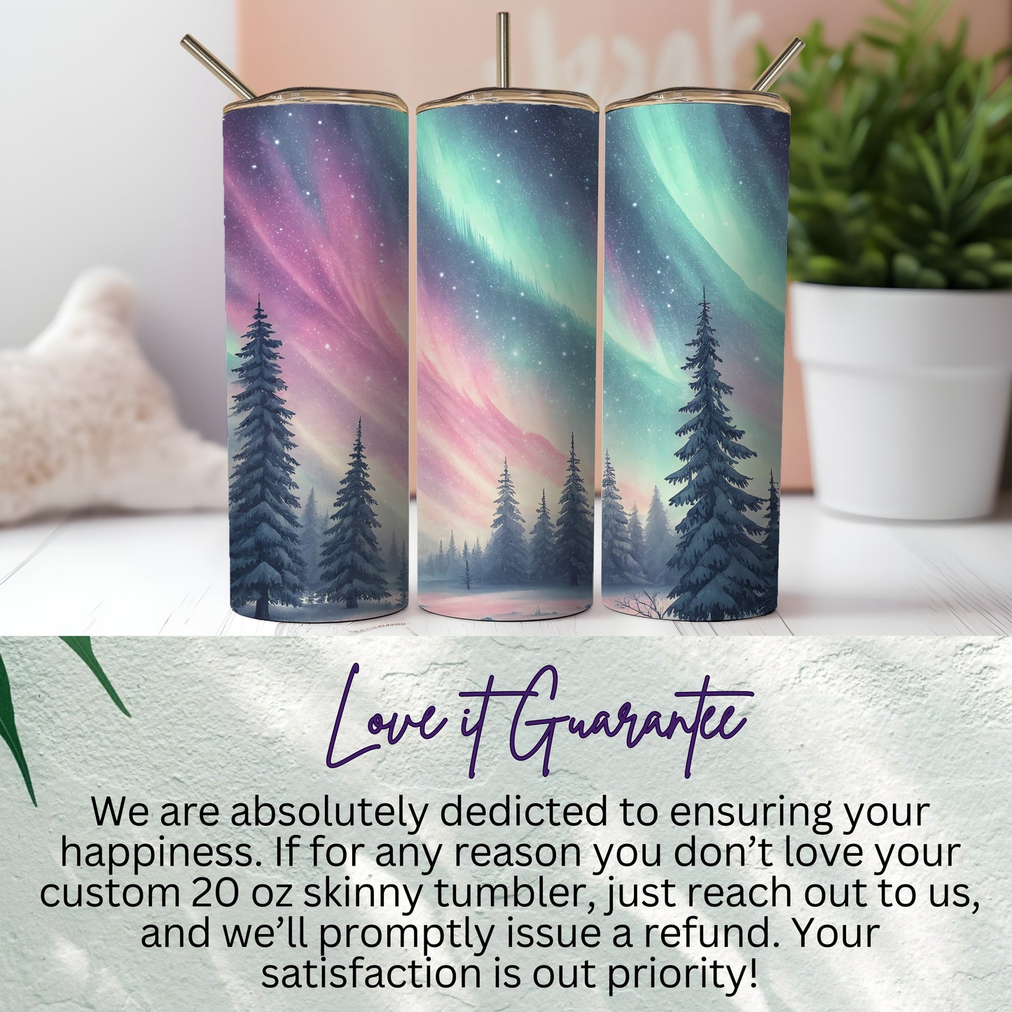 Northern Lights Scenery 20 oz Skinny Tumbler