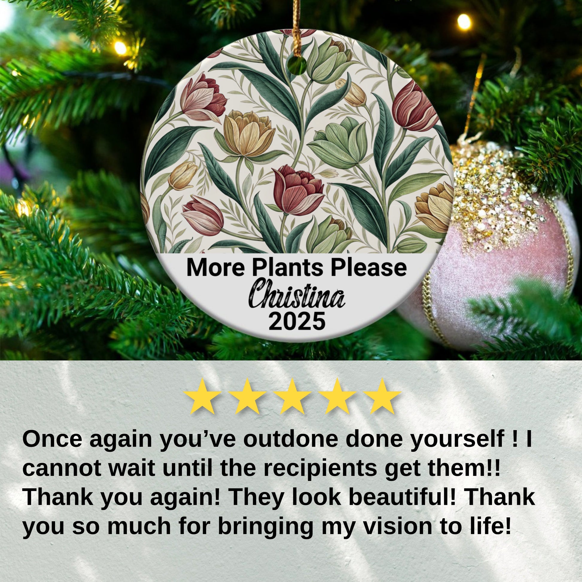 Botanical Christmas Ornament with Floral Design product