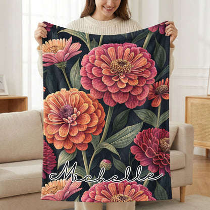 Vivid Floral Arrangement Custom Name Design Special Blankets - Walk Greener