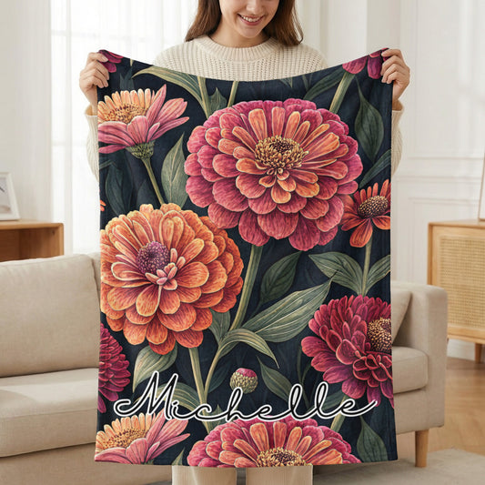 Vivid Floral Arrangement Custom Name Design Special Blankets - Walk Greener