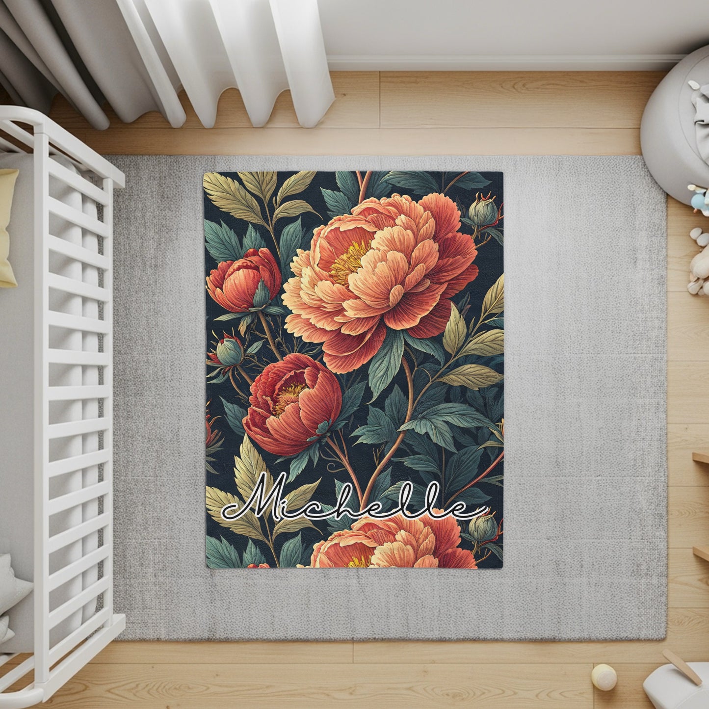 Floral Custom Name Pattern Beautiful Flower Design Custom Blanket - Walk Greener