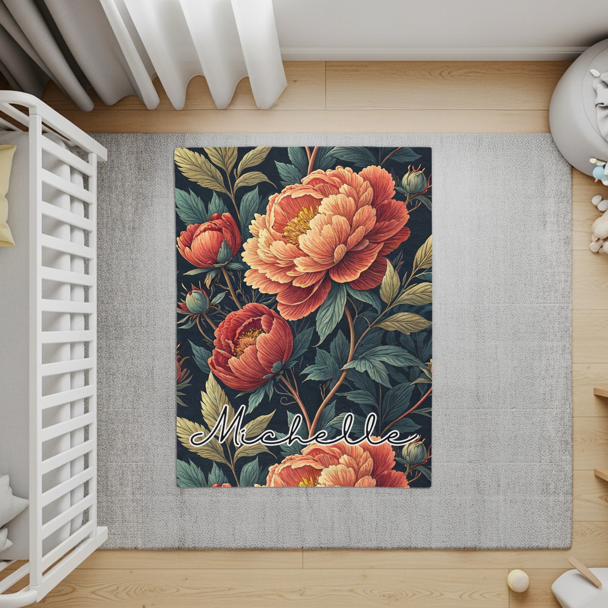 Floral Custom Name Pattern Beautiful Flower Design Custom Blanket - Walk Greener